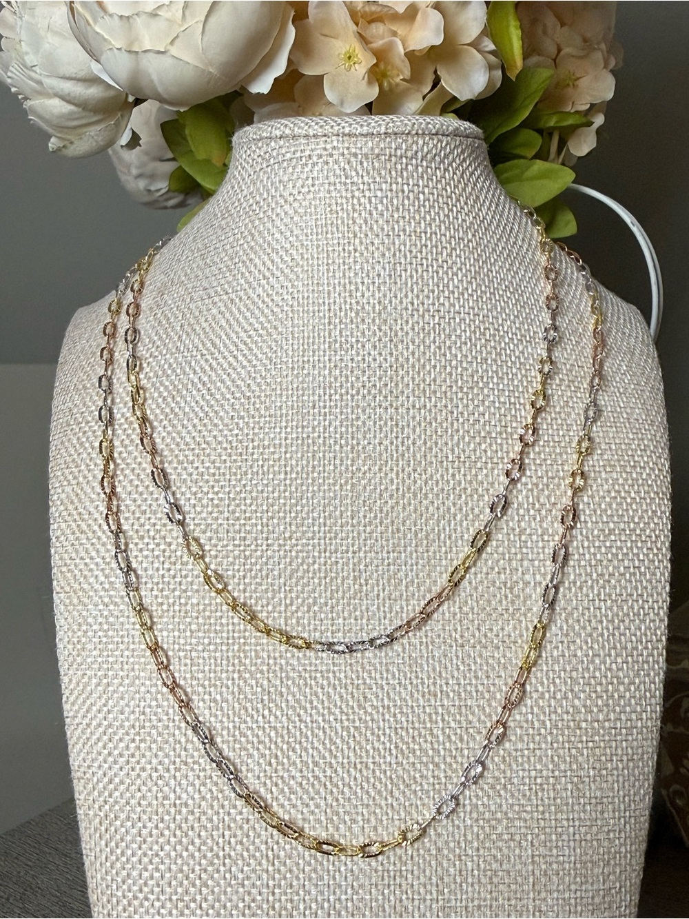 Goldoro 18k Gold Layered Set of Tri-Tone Chains. 16” & 20” Brand New! #387